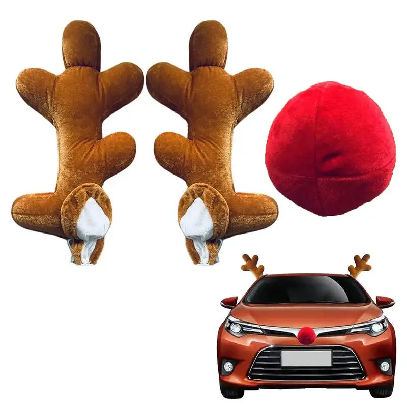 Christmas Reindeer Car Decorations Christmas Car Decorations Elk Antlers Kit Reindeer Kit Auto Accessories For Christmas Vehicle