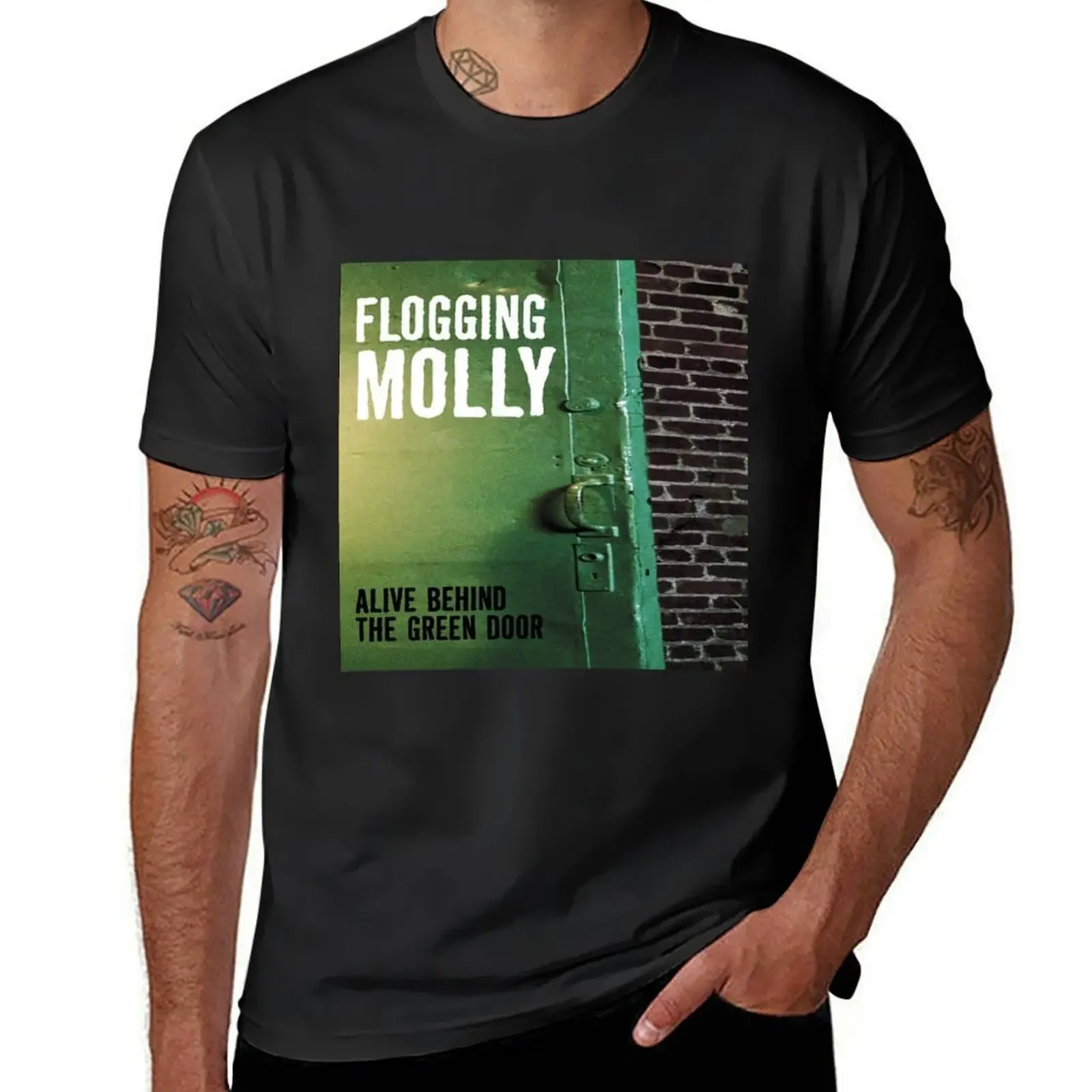 Flogging Molly alive behind the green door T-Shirt animal prinfor boys cute clothes Men's t-shirts