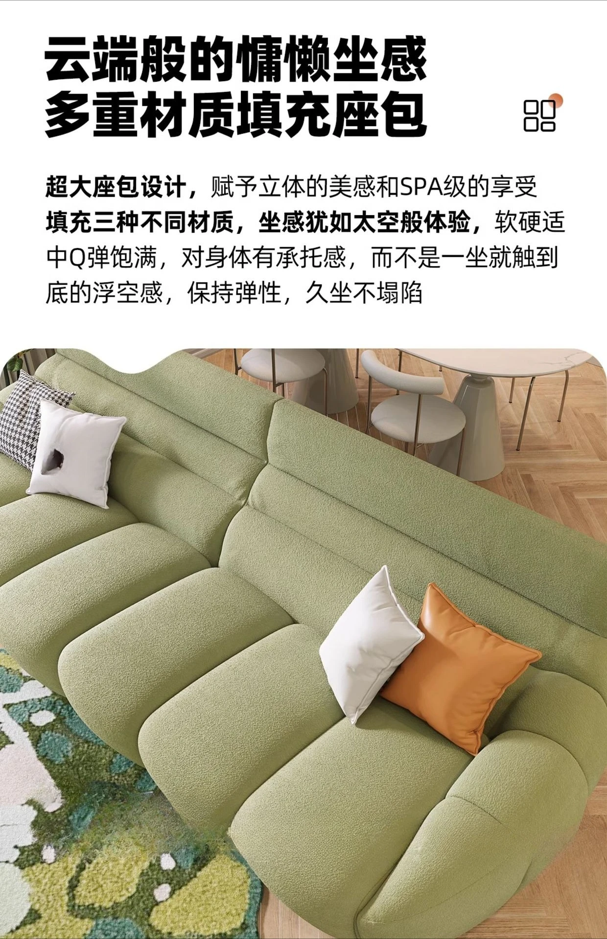 أريكة قماش حديثة وبسيطة وغرفة معيشة صغيرة وأريكة مستقيمة #6