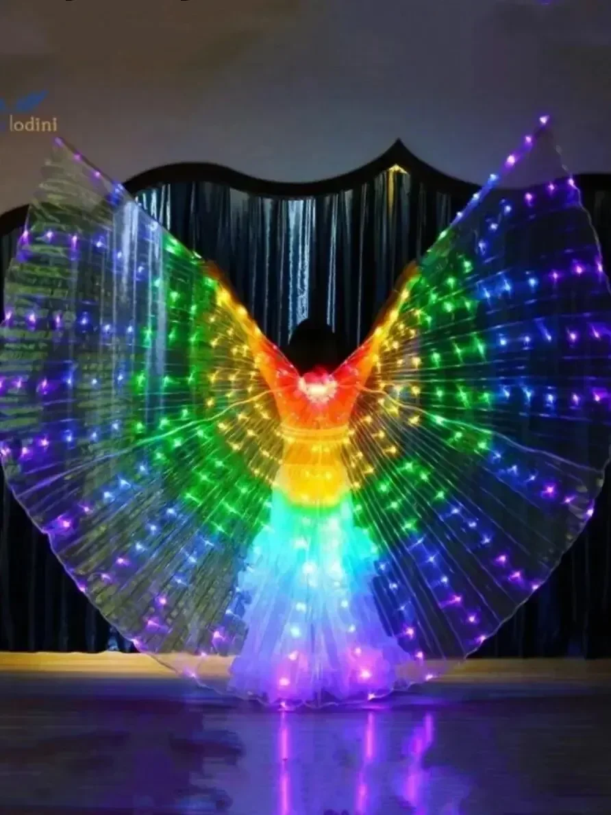 Cape de couleur luminescente LED pour adultes et enfants, danseurs lumineux, aile de papillon, spectacle sur scène, danse du ventre, accessoire Photo de fête