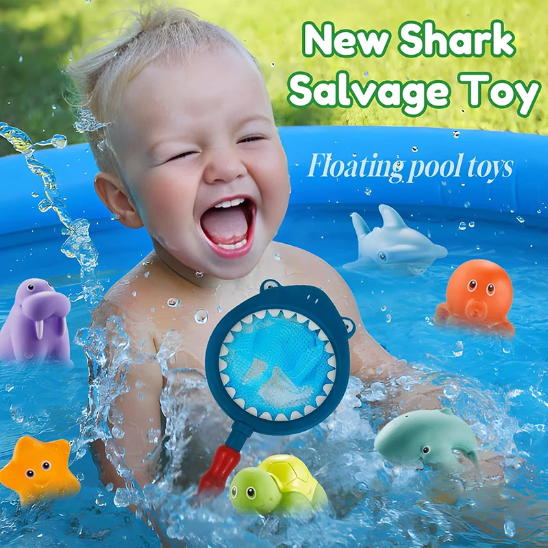 Baby Bath Toys Set Summer Swimming Cute Animals Bath Toy Play Water Fishing Bath Kids Toys Baby Floating Fishing Playing Water