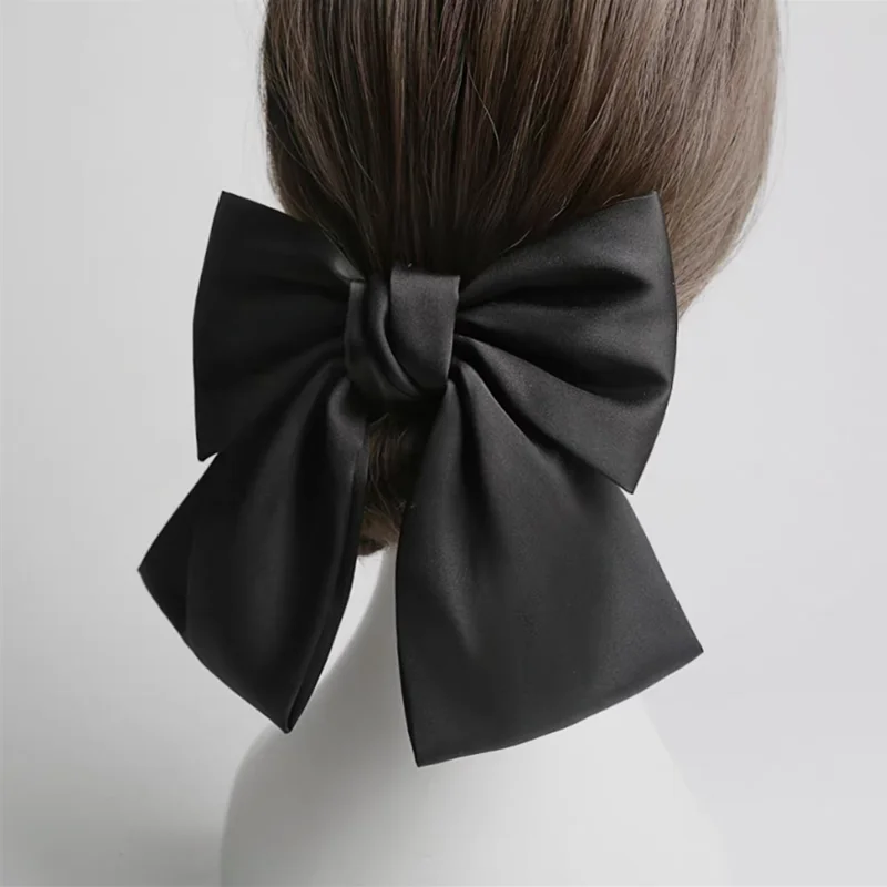 

New Oversized Bow Knot Hairgrips Satin Barrette Hair Clip Ponytail Women Elegant Headwear Hairpins Red White Hair Acessories