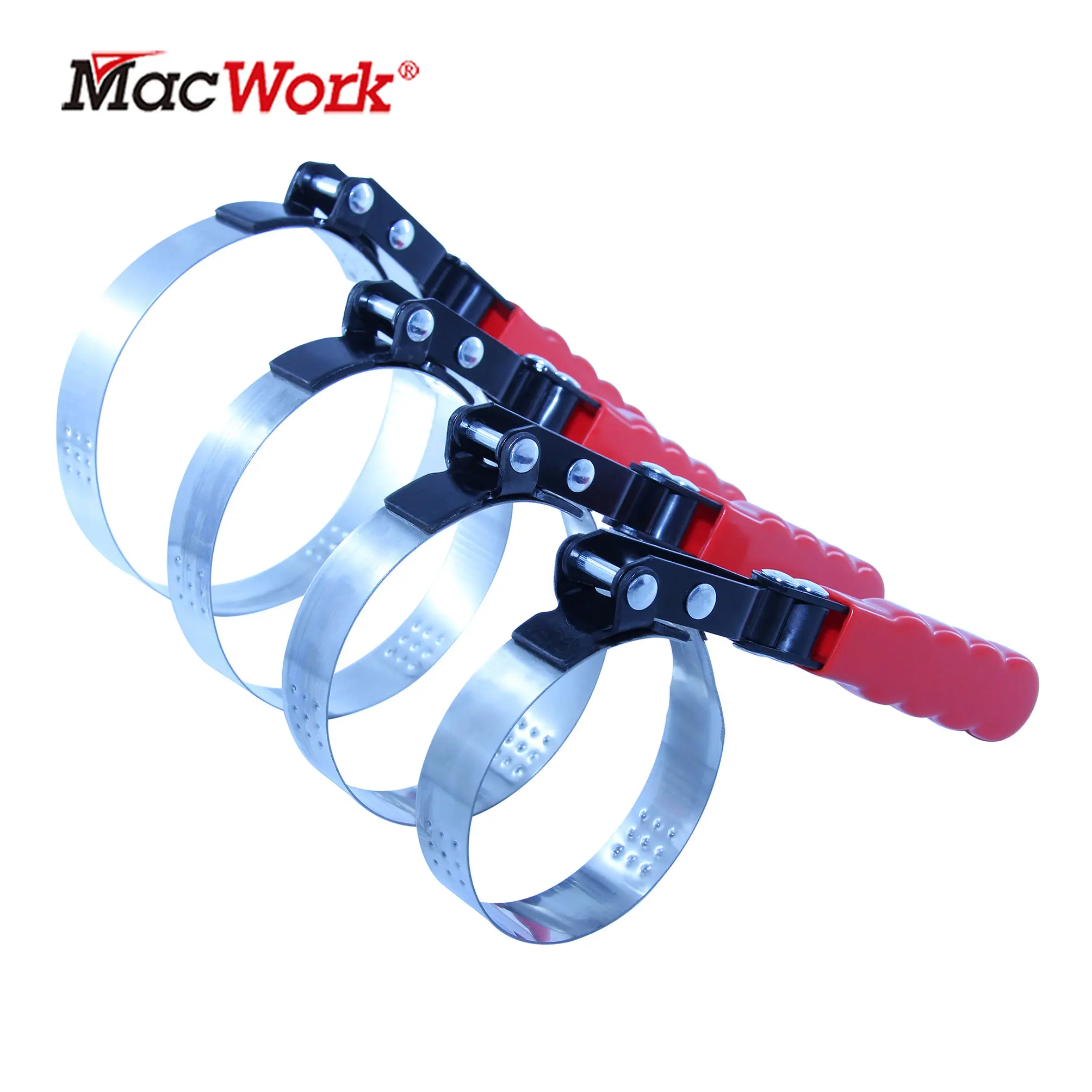 MacWork 4Pcs Strap Wrench Set Universal Rubber Strap Wrench Oil Filter Strap Wrench Set Adjustable Wrench Tools