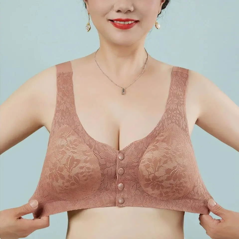 Middle-aged And Elderly Underwear Women Lingerie Bra Cotton Front Fastening Push Up M-XXXL Soft Underwear Breathable Tank Tops