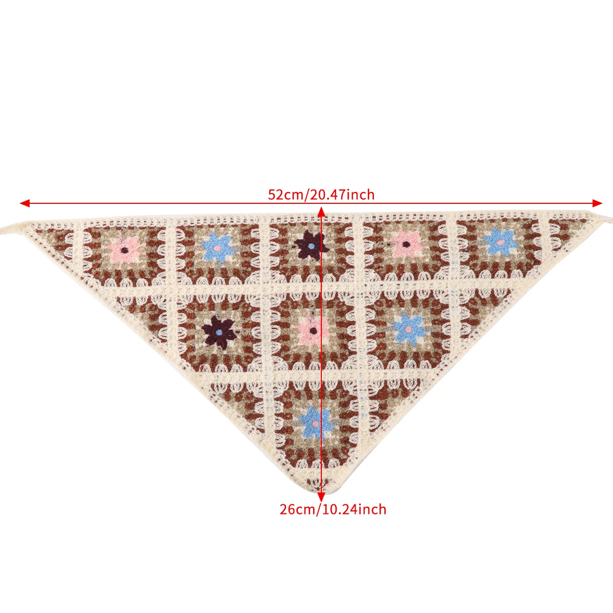 White Woven Knitted Plaid Flowers Hair Scarf Wraps Women Retro Triangle Headscarf Hat Travel Photo Headband Hair Accessories