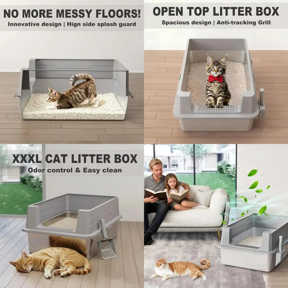 

Extra Large Metal Litter Box with Lid and Scoop, Ideal for Big Cats, Multi-Cat Households, Easy Clean and Odor Control, 28 x 20