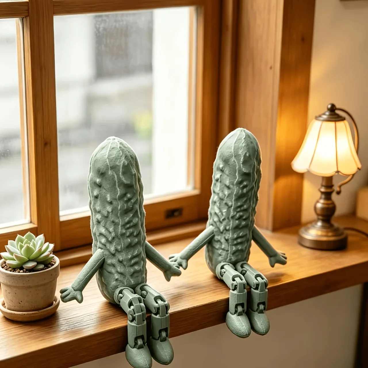One Pickle-shaped 3D Printed Movable Figurine, a Cute Desktop Decoration and Stress-relief Ornament, for Home and Office