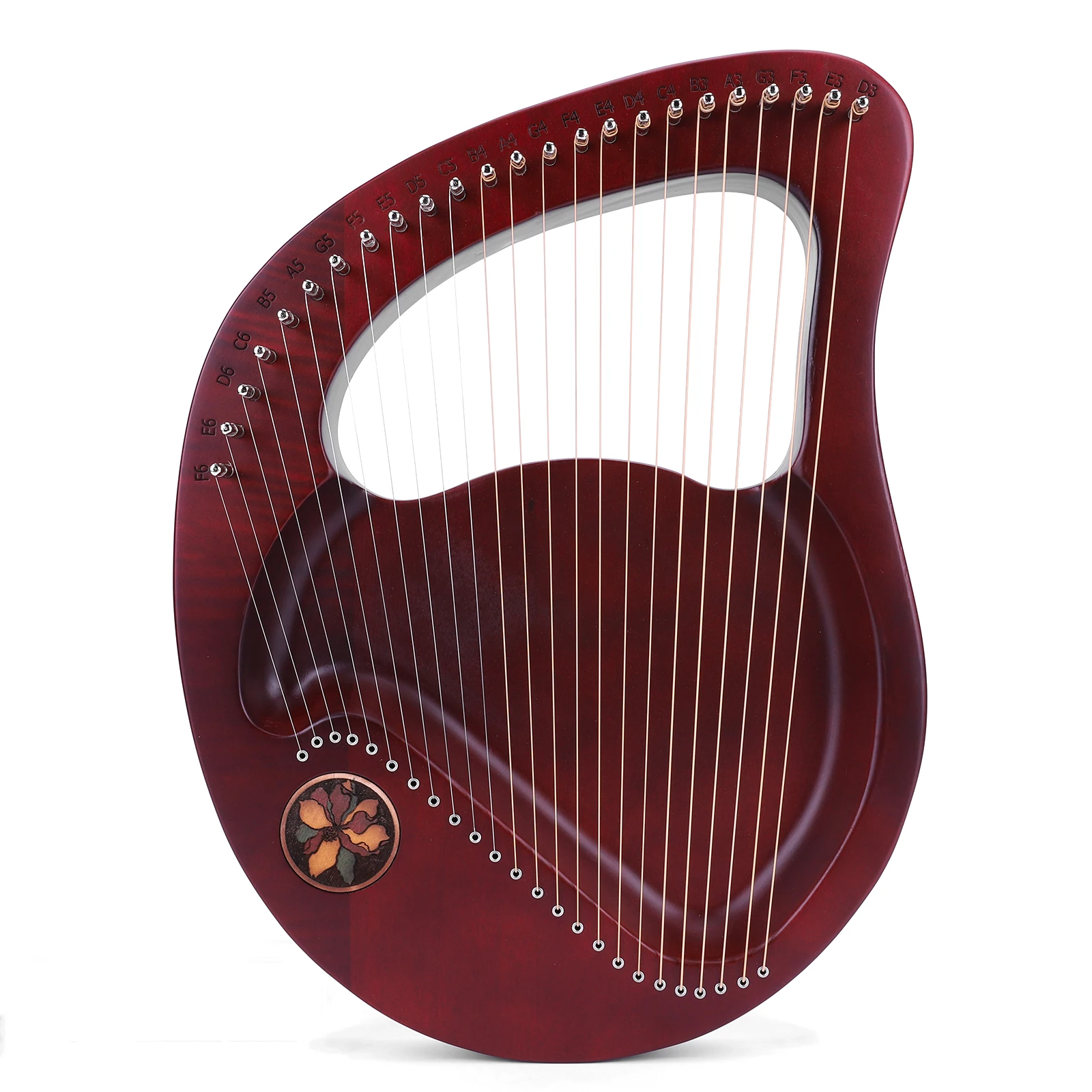 

24-струнная лира-арфа с настроечным ключом, арфа из красного дерева, подарок для начинающих (фиолетовая)