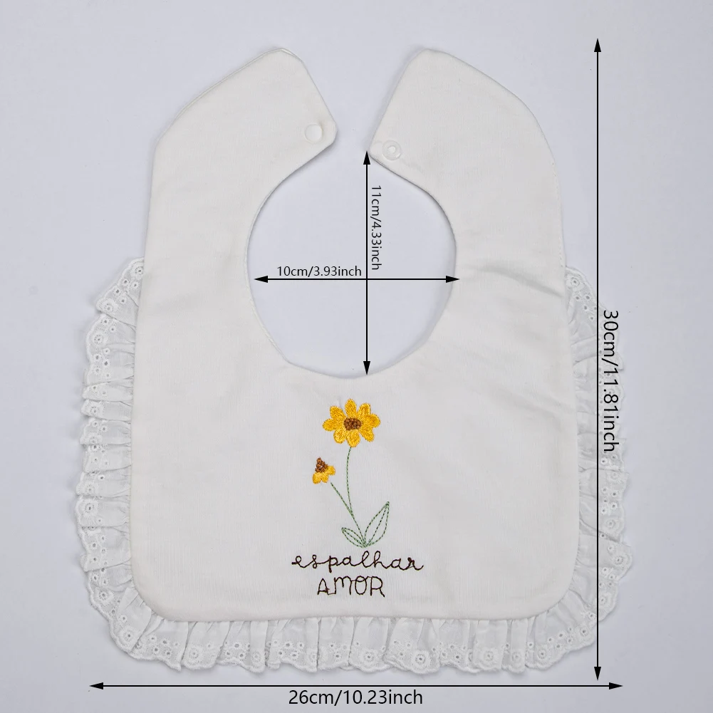 Cotton Baby Bibs Boys Girls Flower Fox Embroider Saliva Towel Infant Feeding Burp Cloth Kids Black Bow Korean Square Scarf