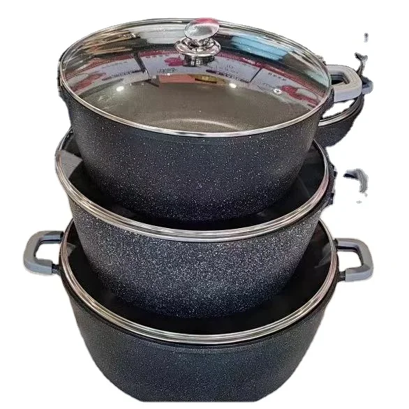 Home Kitchenware 6pieces Huge Pot Set Casserole Deep Fry Pan New Arrival Hot Selling Aluminium Alloy Set Kitchen Cookware