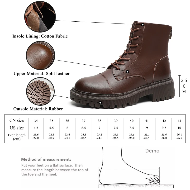 GMQM Brand New 2022 Autumn Fashion Women\'s Ankle Boots Platform Genuine Leather Shoes Round Toe Walk Lace-Up Boots Office Lady