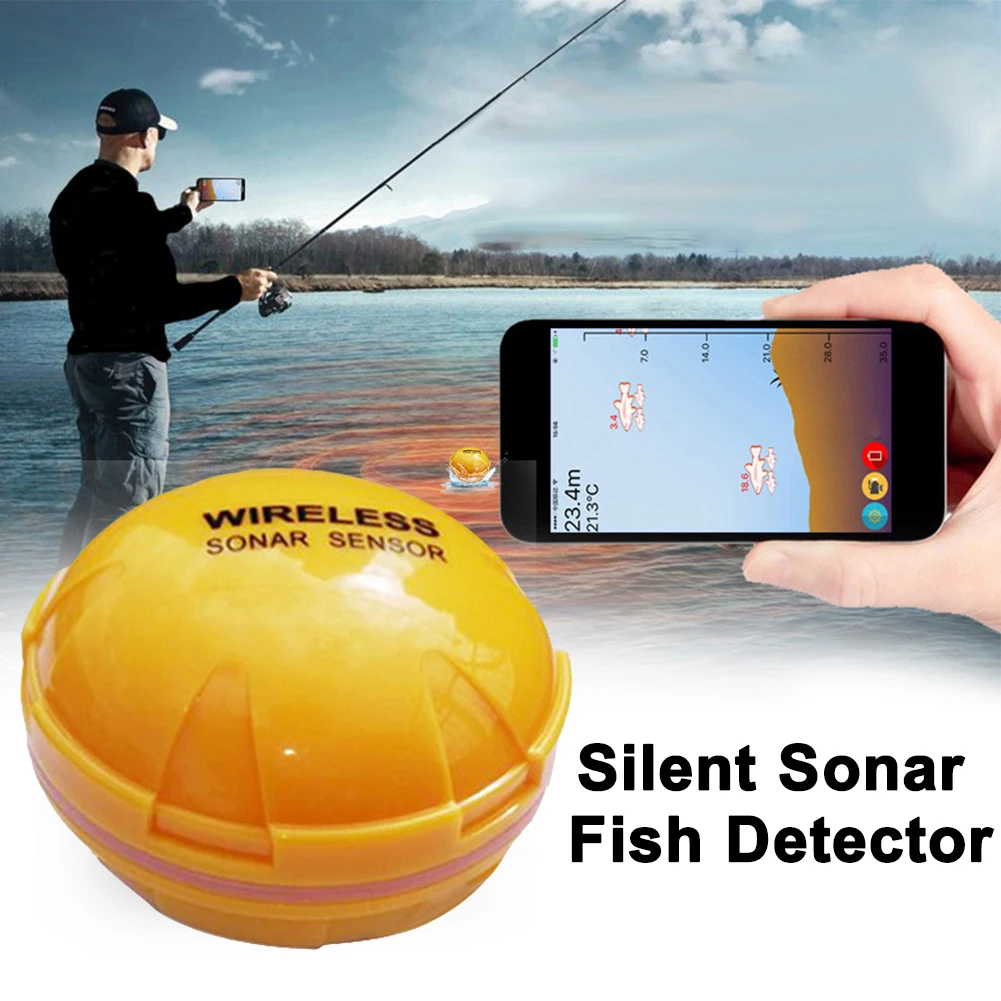 

Wireless Sonar Alarm Transducer Fishfinder USB Rechargeable Bluetooth-Compatible Slient Sonar Fish Detector 2.4GHZ 120FT Depth