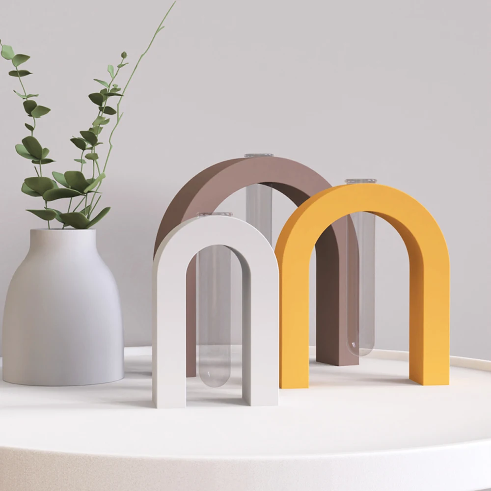 Cement Vase Flower Insert Mold Combination pendant Concrete Silicone mold  Bridge Type curved Design pipe support molds home