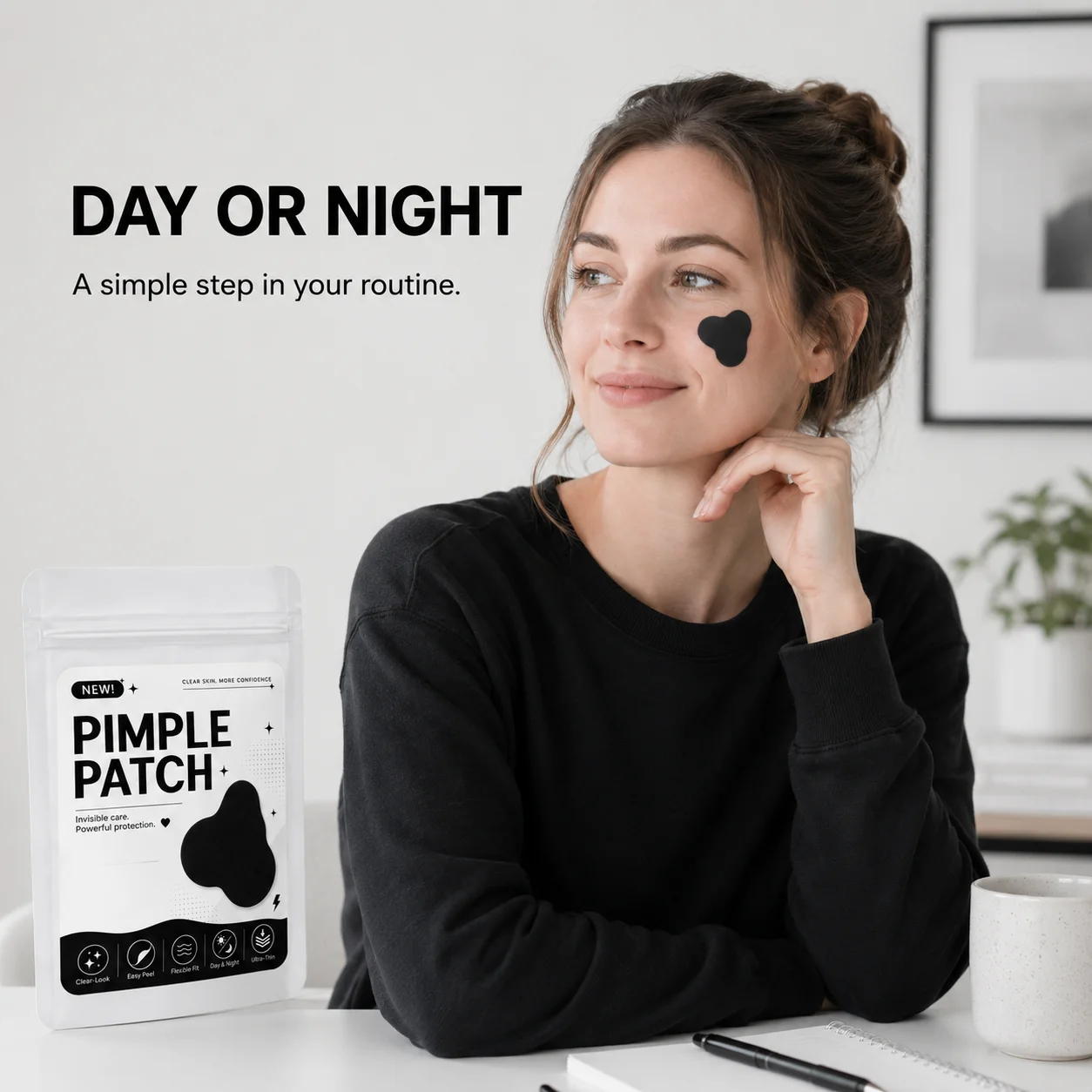 Acne Patches (100/200/400 Pieces), 20 Patches per Sheet, Black Cloud Shape, Ultra-Thin, Easy Peel, Day & Night Use