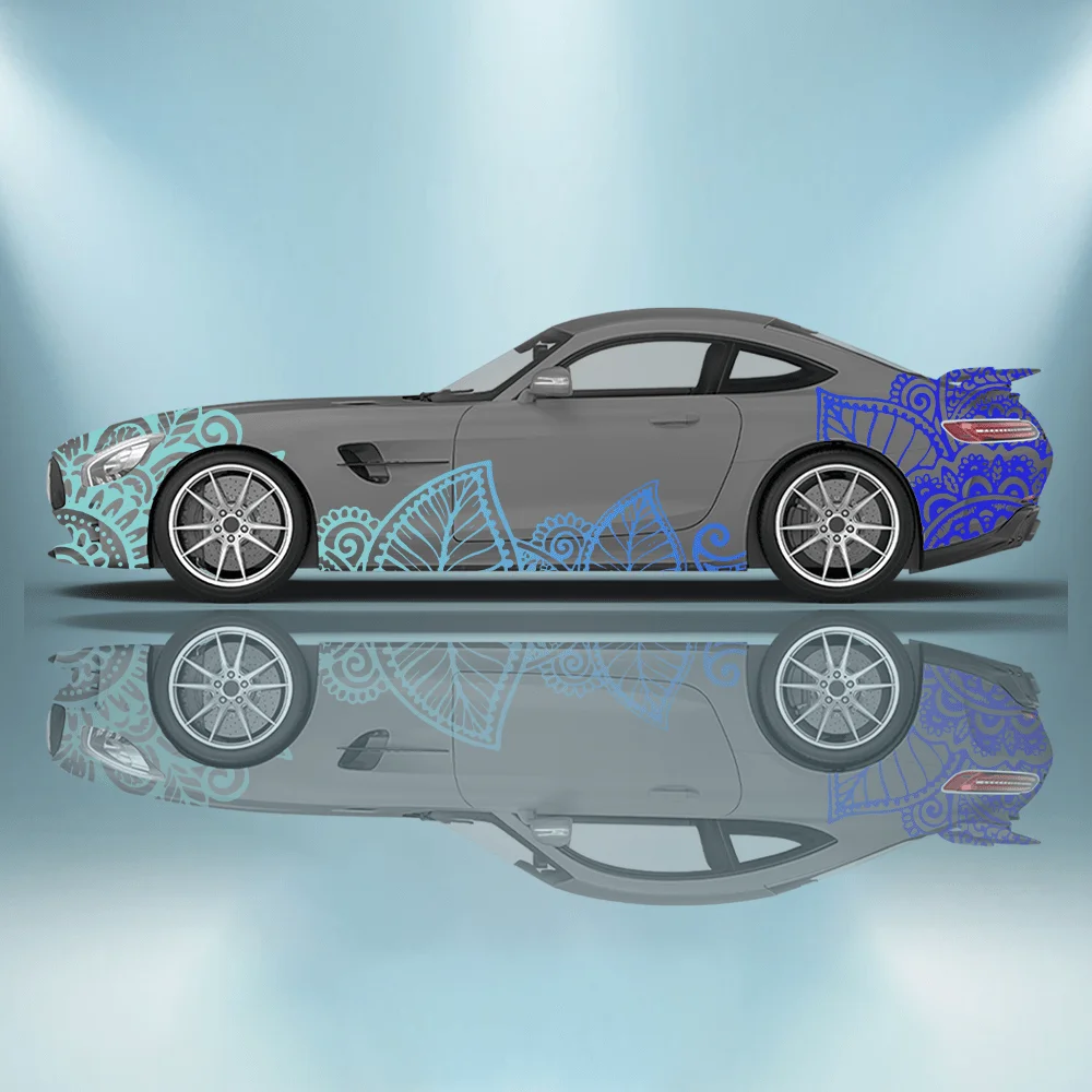 

Gradient Line Mandala Car Decals Full Body Floral Decoration Covering Scratches Protective Car Decals Waterproof Car Vinyl Wraps