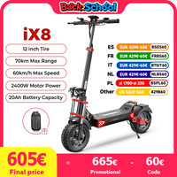 iScooter iX8 12 inch Electric Scooter 2400W Dual Motor Off Road Scooter 20Ah 60km/h Scooters 70km Max Range Foldable Scooters