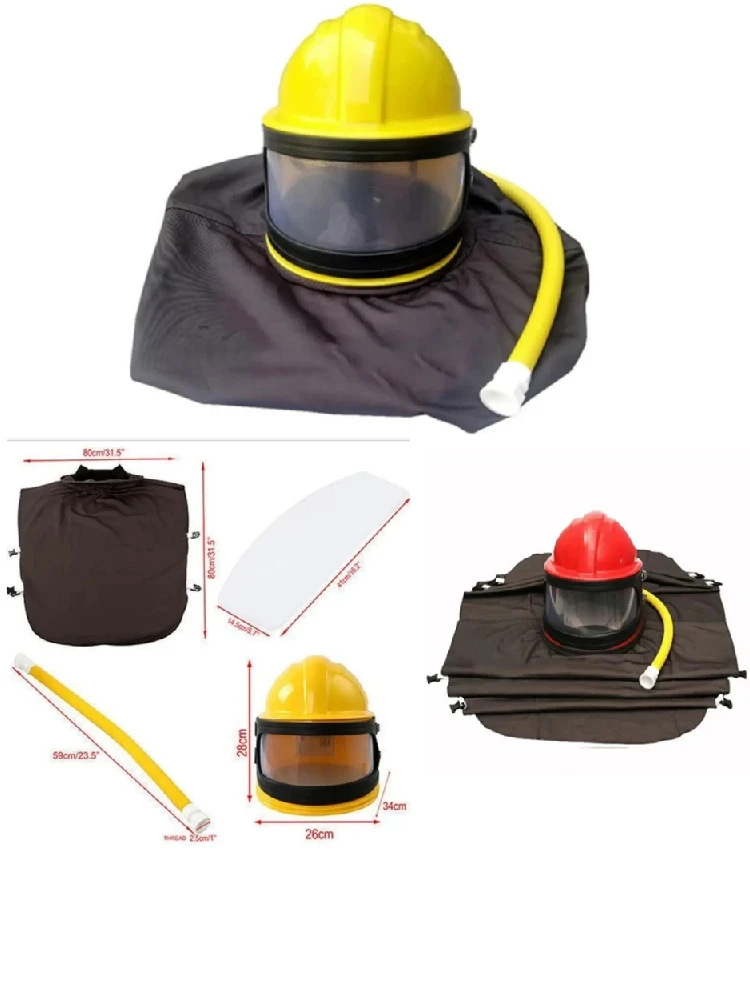 ABS Protective Sand Blasting Helmet Dust Mask Blasting Hood With Temperature Adjusting Device