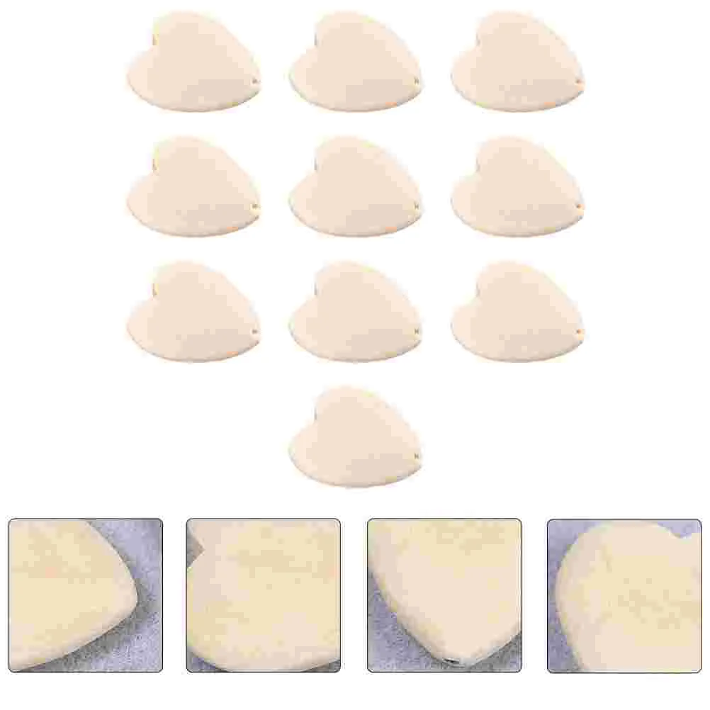 

50 PCS Heart Block DIY Necklace Accessory Jewelry Heart-shaped Wood Wooden Decor Locket