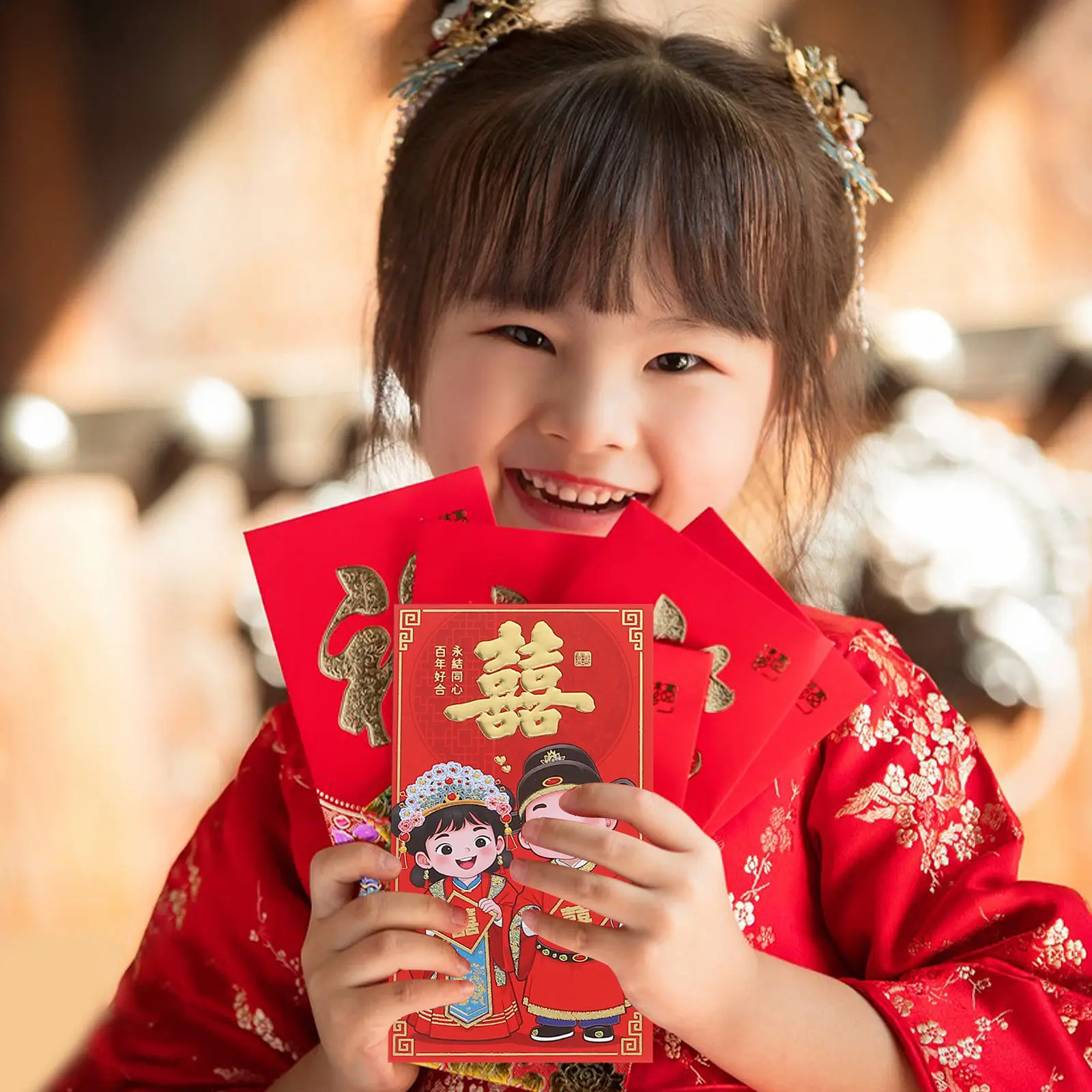 

6 шт. свадебных красных конвертов в китайском стиле, элегантные красные пакеты для денег и денежных подарков, традиционные счастливые конверты для свадебных торжеств