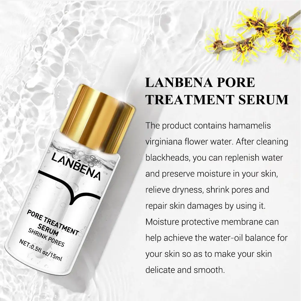 LANBENA-Sérum de Traitement des Pores, Essence Rétrécissement des Pores, Charleroi, Sèche, Contrôle de l'Huile, Réparateur, Peau Lisse, Raffermissant, Hydratant