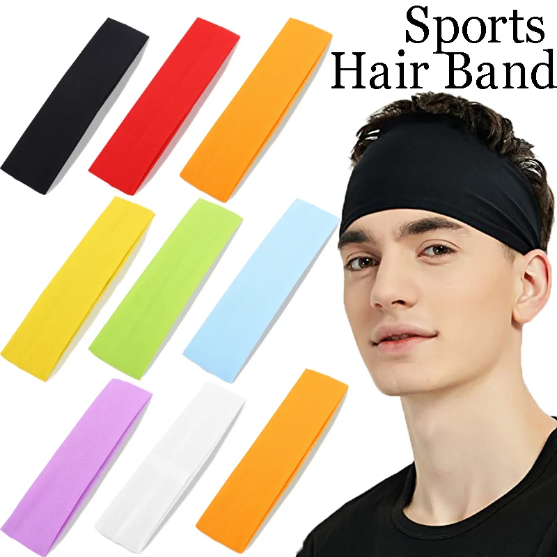 Cotton Elastic Sports Hair Band Headbands Men Women Fitness Gym Basketball Sweat-absorbing Headband Nylon Solid Color Sweatbands