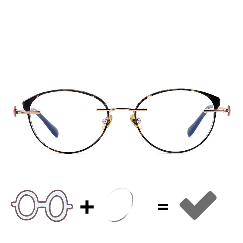 

Fashion Ladies Oval Cat Eye Frame Prescription Glasses Myopia Flat Light Anti-blue Light Progressive Glasses Women's Eyeglasses