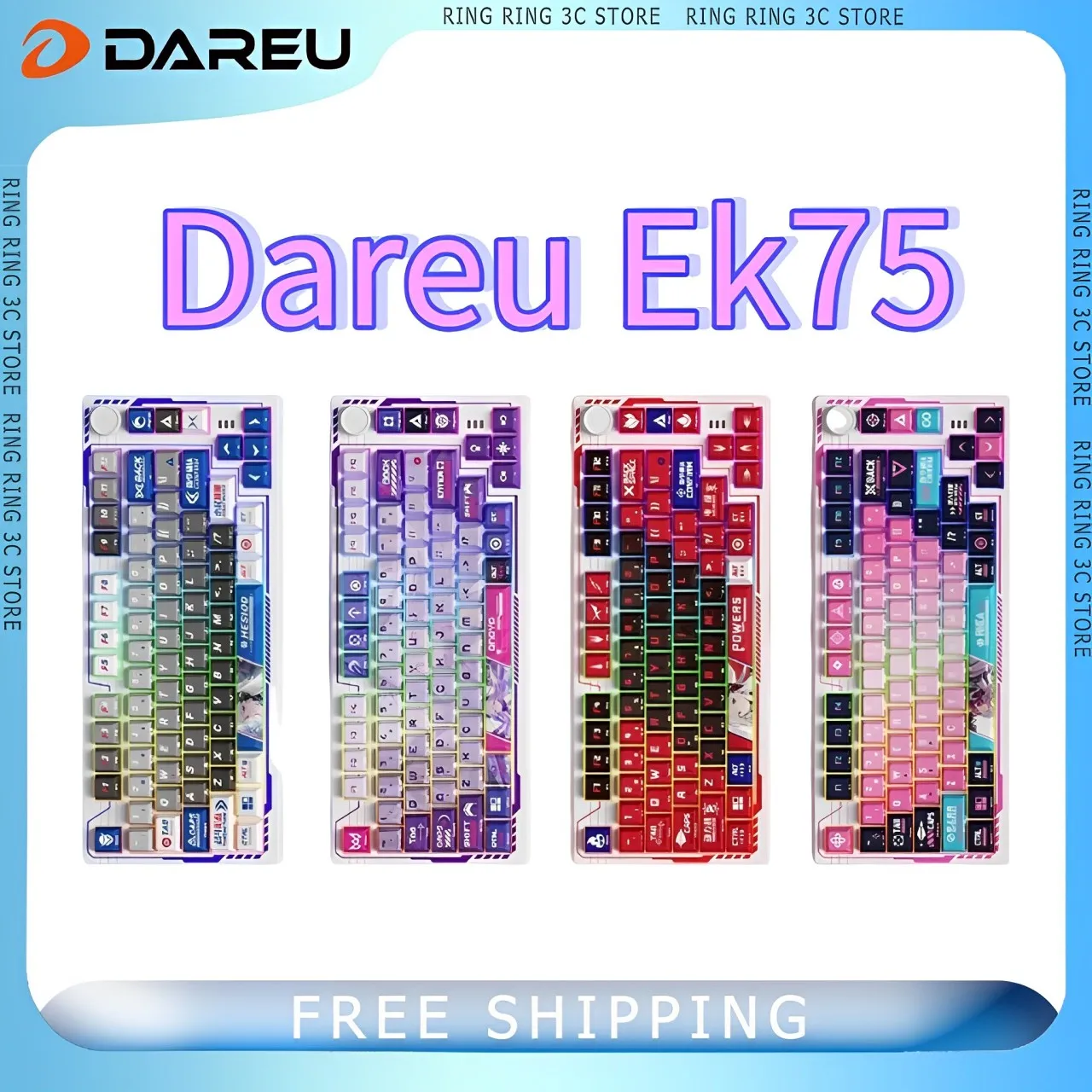 

DAREU EK75 Mechanical keyboard Tri-Mode Hot Swap RGB 2.4g Wireless Bluetooth Gasket Ergonomics Customized Gaming Keyboards Gift