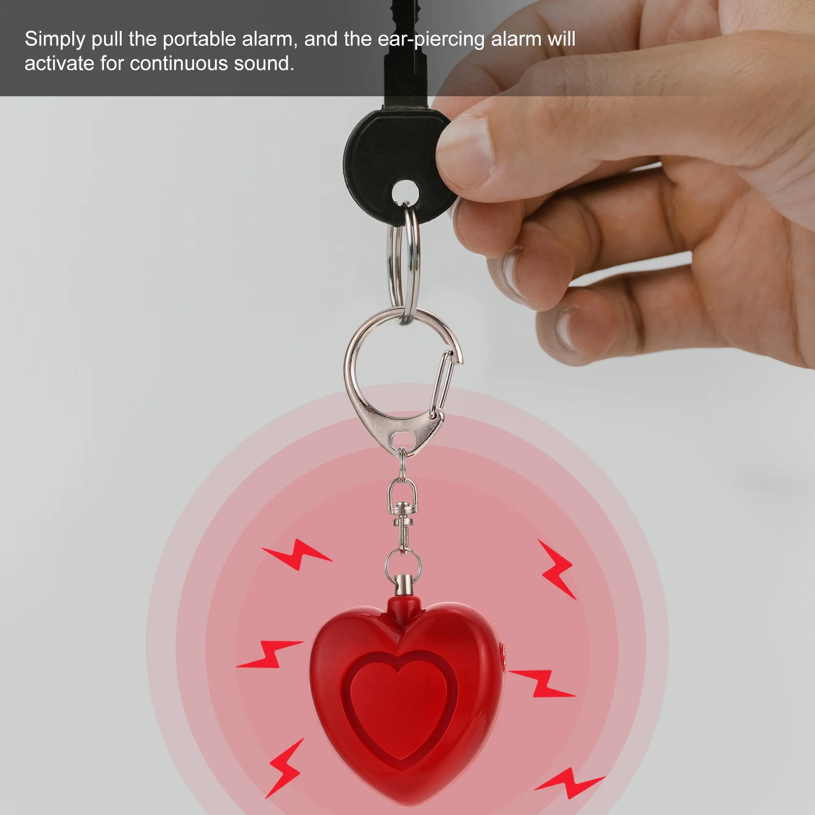 Anti Wolf Alarm Keychain Heart Shape Led Light Personal Security Alert For Women Seniors Students Night Workers