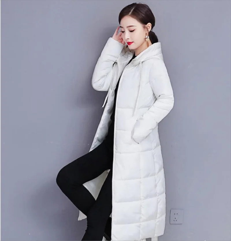 

2023 Winter long knee-length jacket women's padded commuter zipper hood warm coat Straight tube coat women's fashion