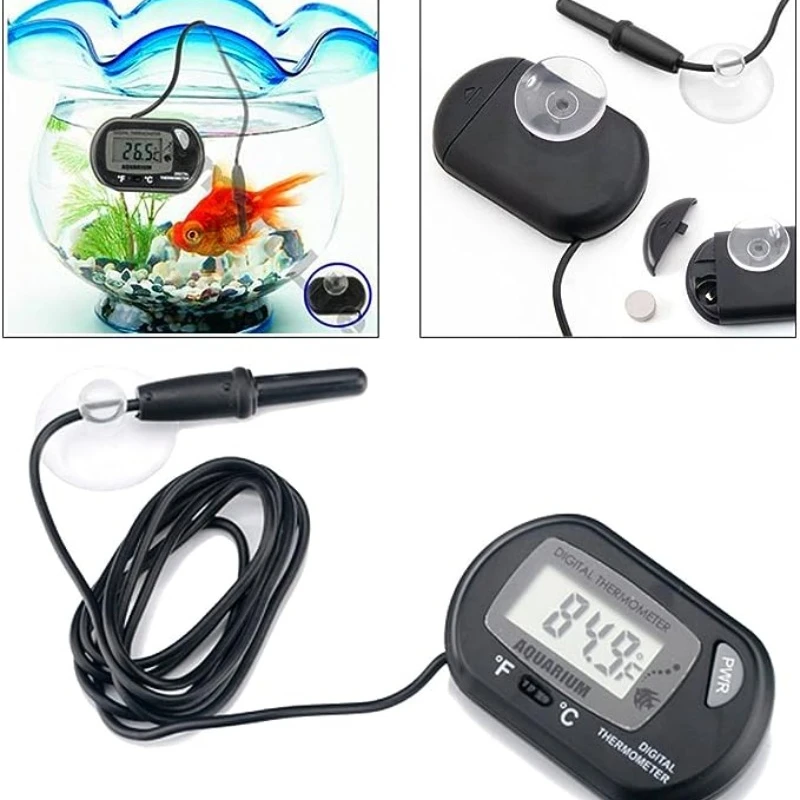 Digital Aquarium Thermometer with Probe Suction Cup Fish Tank Water Electronic Thermometer Measurement Degrees Celsius ℃