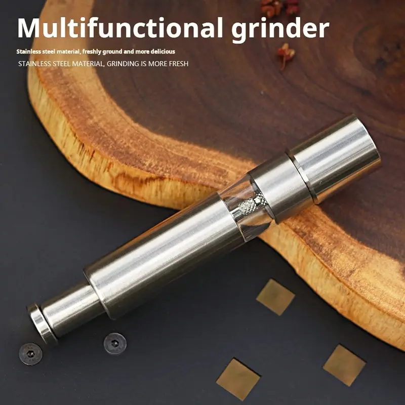 Stainless Steel Manual Black Pepper Grinder Rust Free Compact Portable Multifunction Grinder Outdoor Camping Products