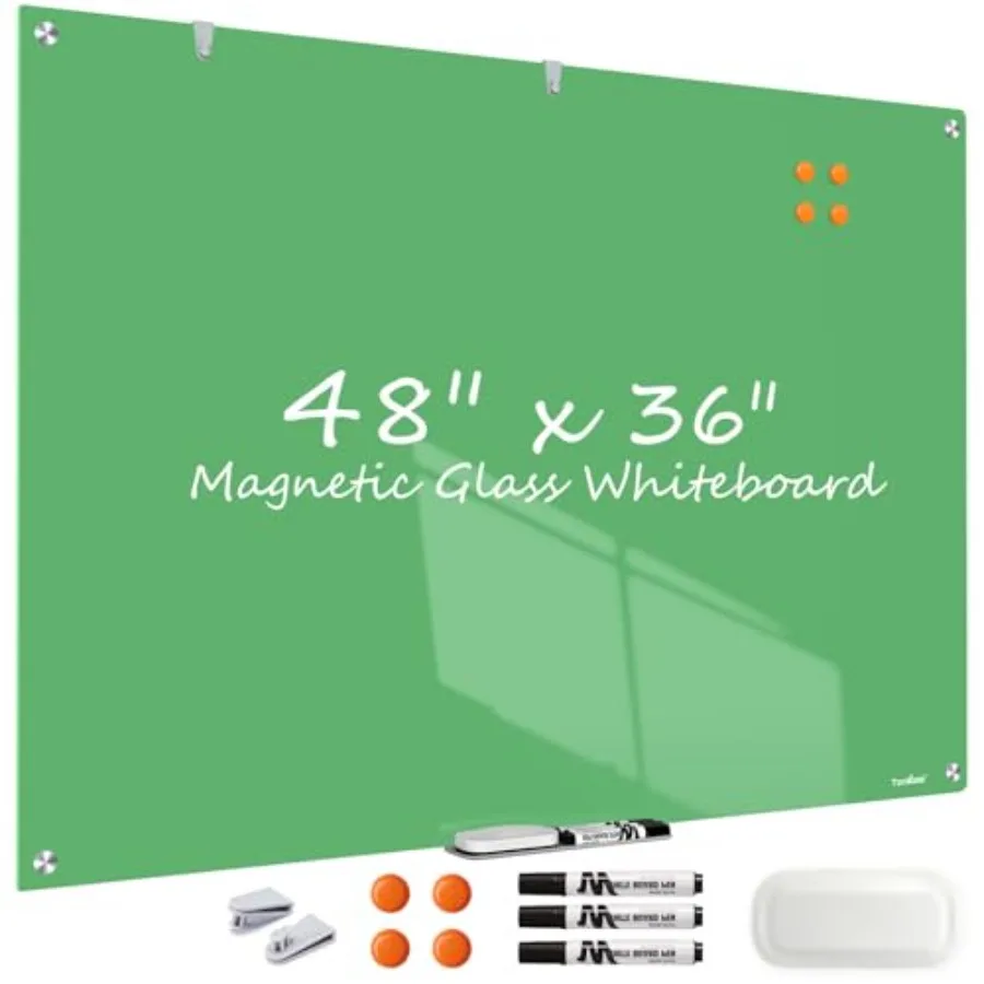 

Магнитная стеклянная доска для сухого стирания 48x36 дюймов, большая белая доска для стен, офиса, школы, класса, дома, 4x3