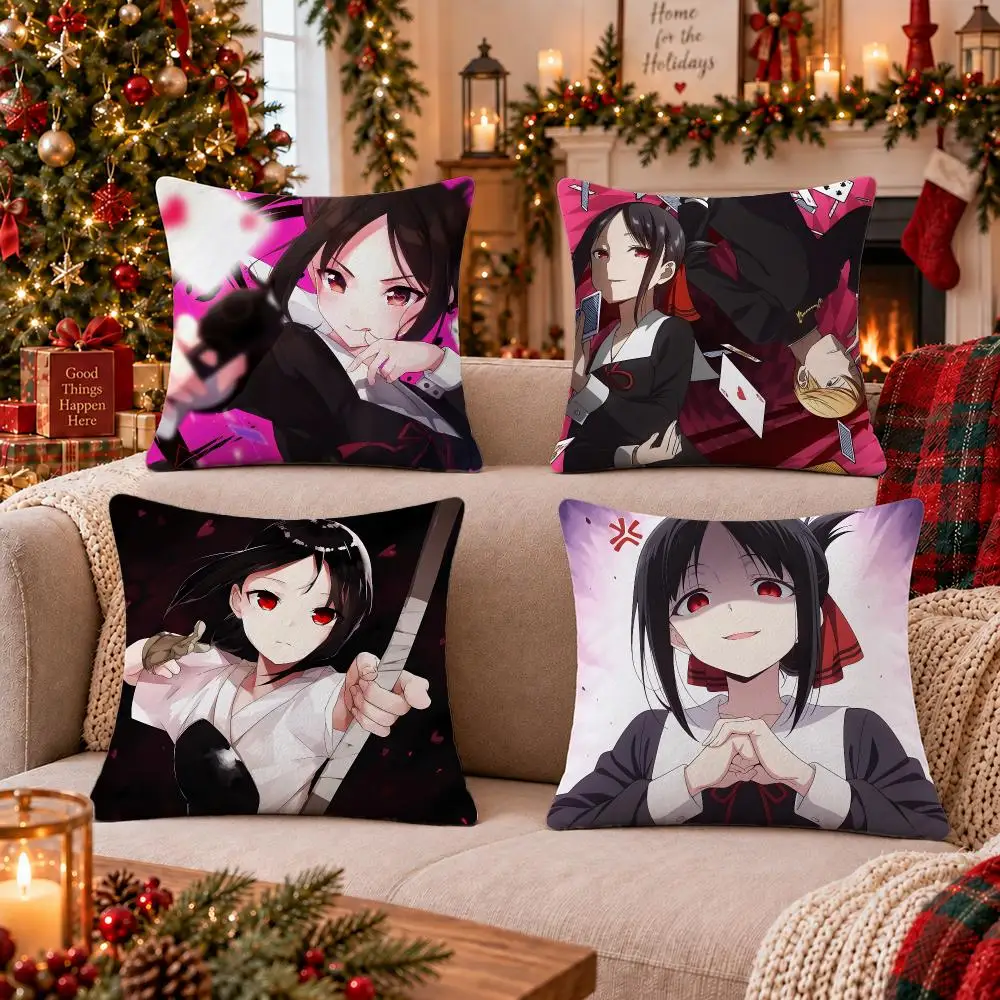 Anime Kaguya-sama Love Is War Cushion Cover Cushion Cover Soft Plush Cushion Covers Fluffy Throw Pillow Cases for Sofa Bedroom