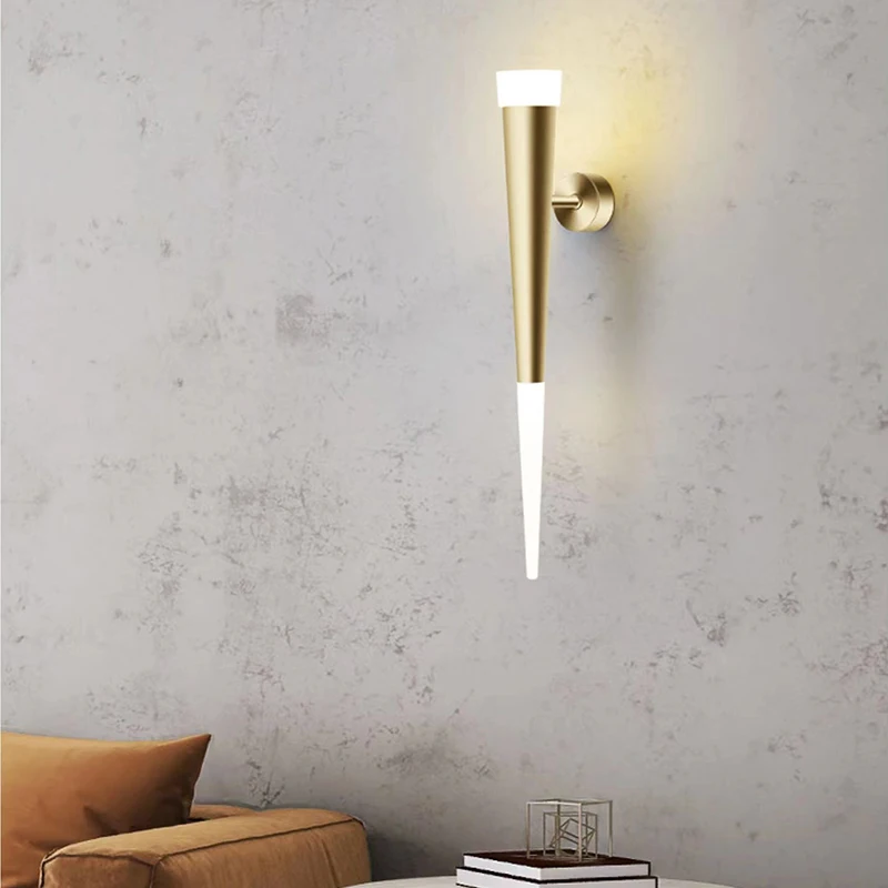 Nordic Led Wall Lights Acrylic Aluminum tube lamps Bedroom Bedside Gold Black Sconce Corridor Hallway Living Room Sofa Backgroun