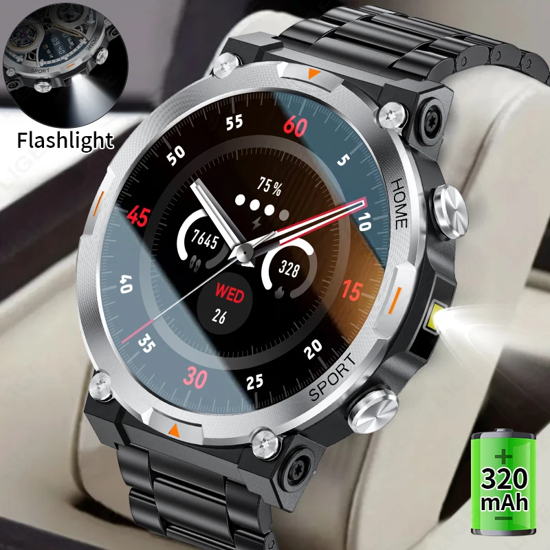 

LIGE 2026 New AMOLED Scree Smart Watch LED Flashlight Bluetooth Call Man Watch Sleep Health Monitor Sports Waterproof Smartwatch