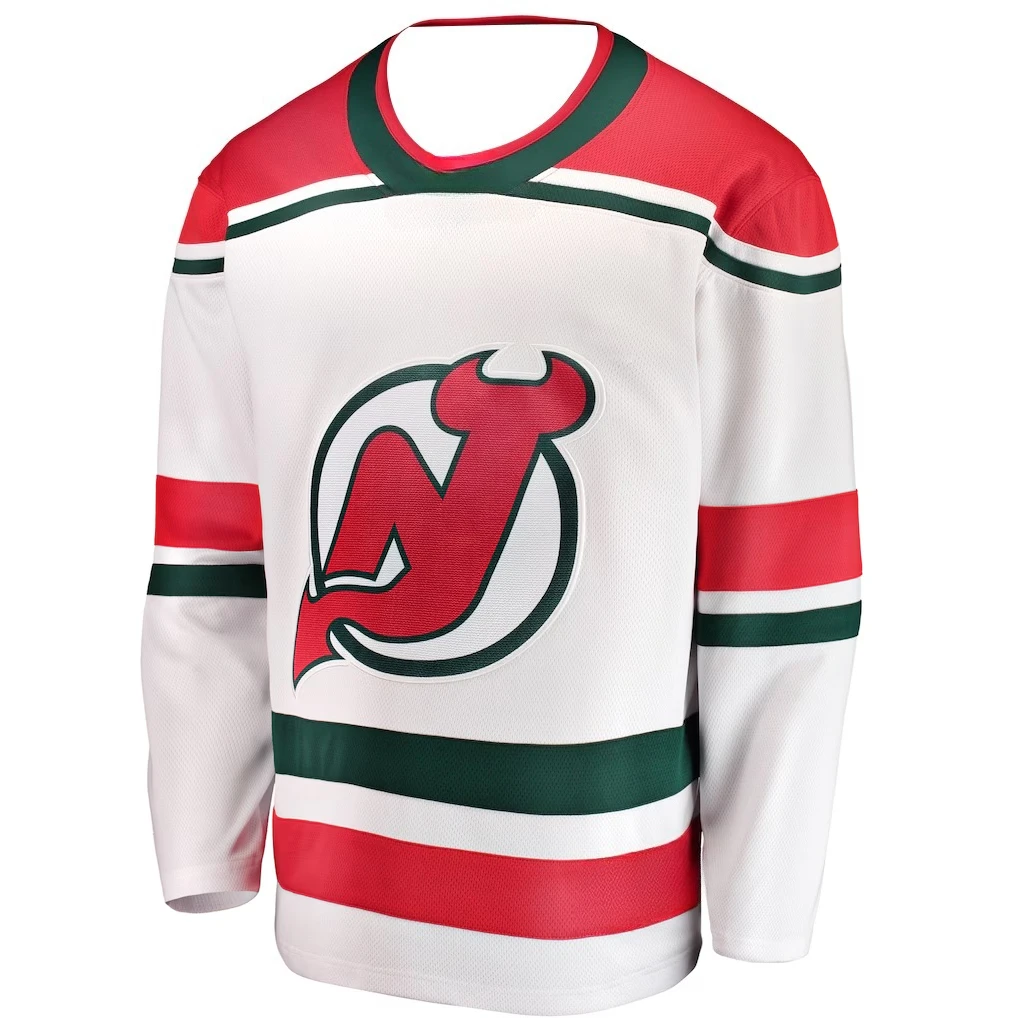 Hockey Jersey - White with Red/Green Accents Classic Devil 