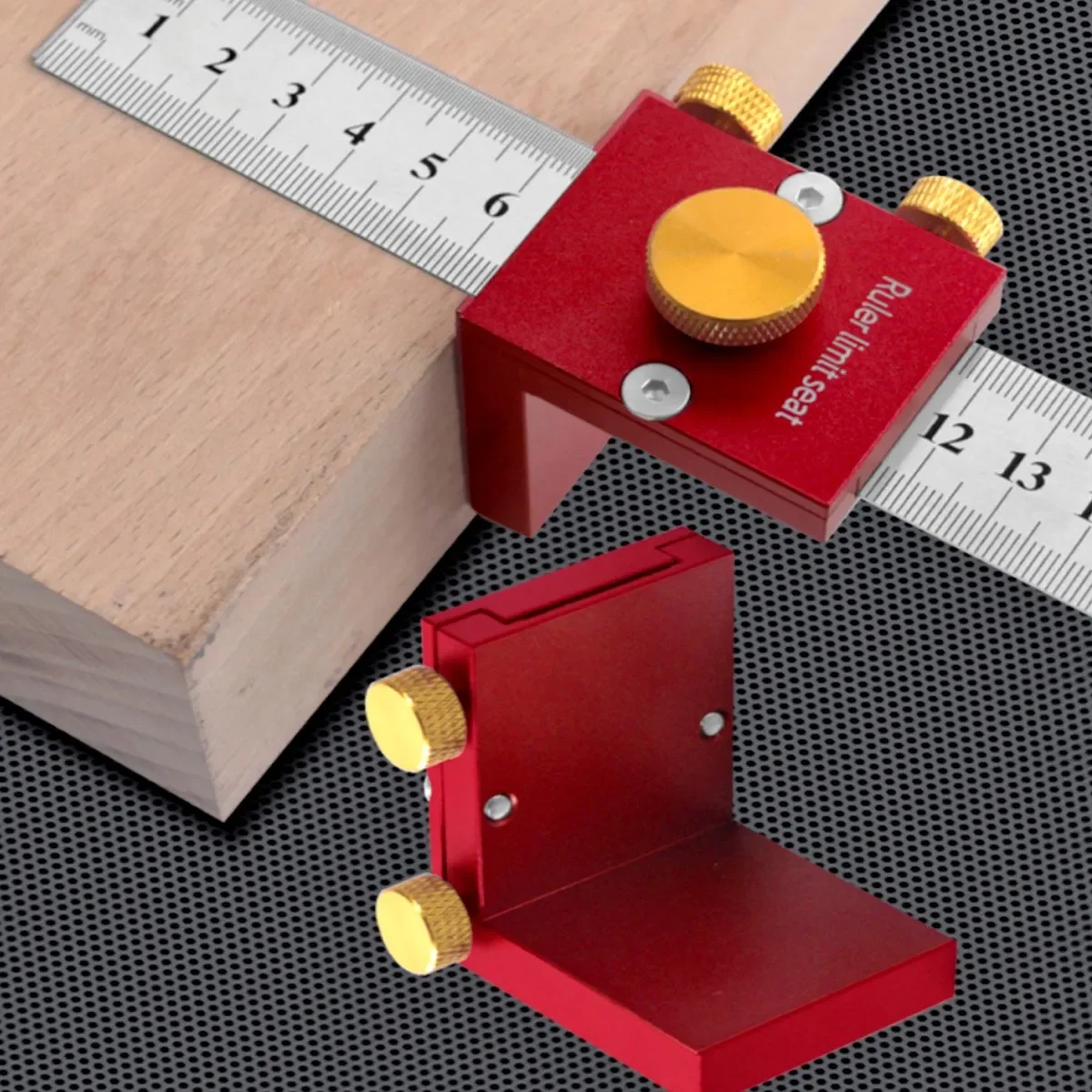 Woodworking T-Type Steel Ruler Scribe - Adjustable Positioning Block & Angle Line Marking Tool (Precision, Durable)