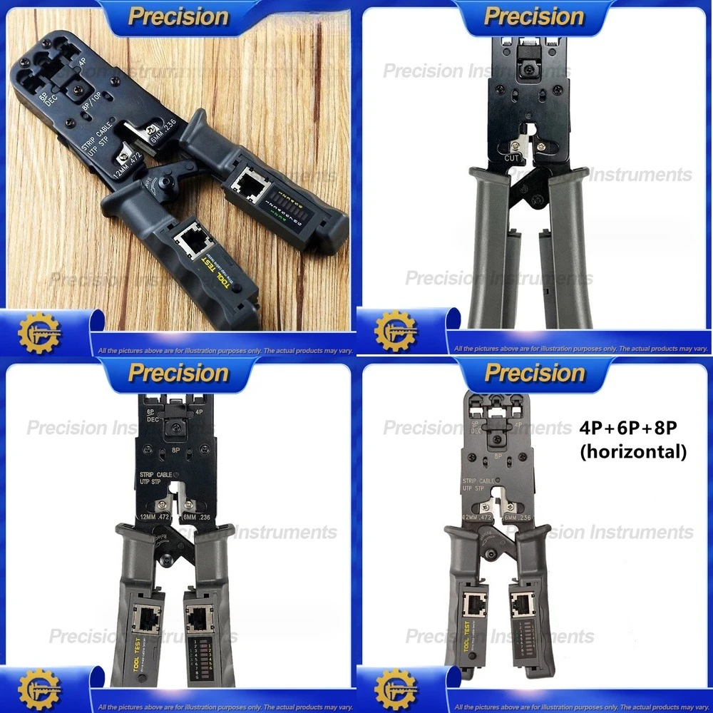 

Многофункциональный инструмент для обжима сетевого кабеля 2026 с тестером для разъемов RJ45 RJ11, инструмент для зачистки проводов «три в одном» и щипцы