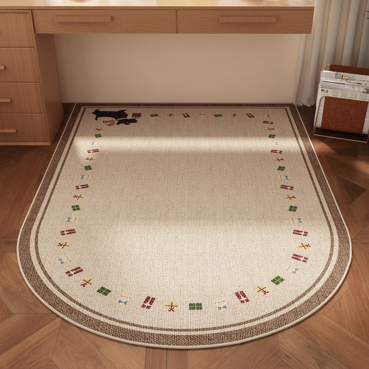 VIKAMA Study Room e-Sport Room Computer Chair Protection Carpet Antique-Style Arched Easy-To-Clean Dressing Table Rug Home Decor