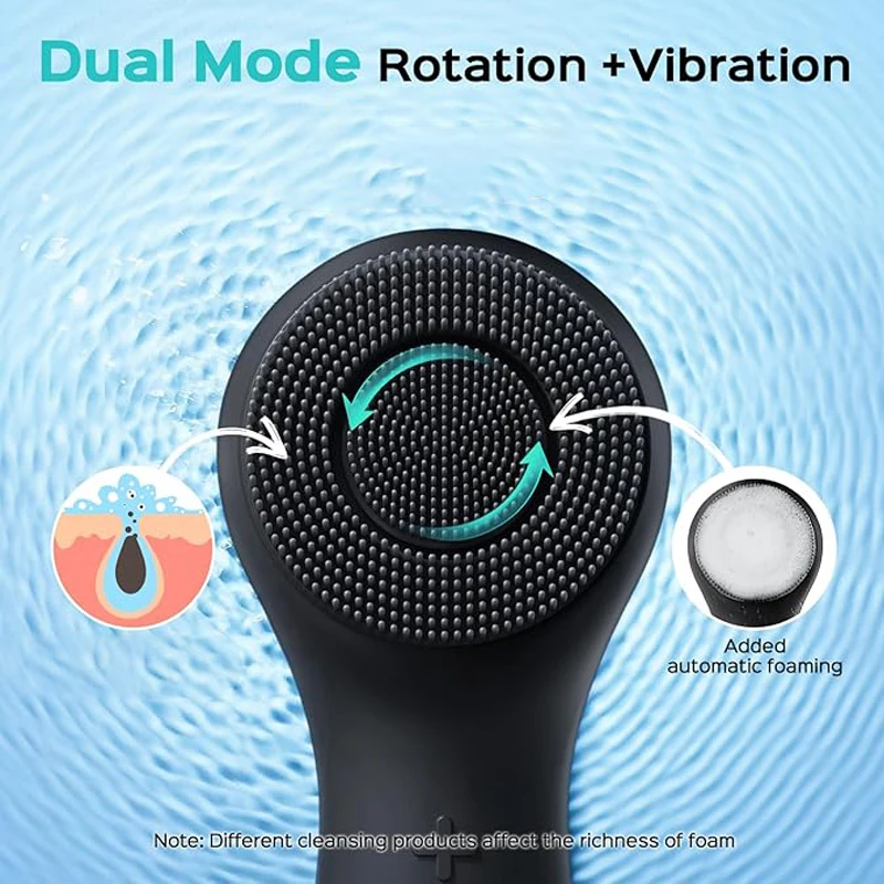 USB Charging Facial Brush, 360° Rotating Facial Cleaner, Silicone Facial Cleansing Brush, Facial Massager Vibration Massage view 2