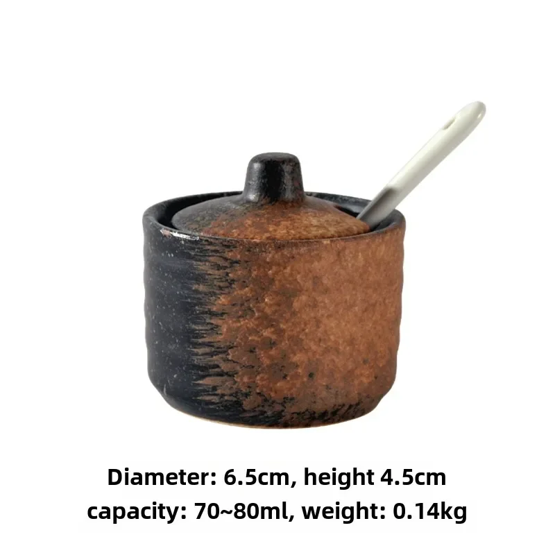Japanese Style Seasoning Jar Condiment Bottle Ceramic Spice Box Creative Kitchen Utensils Oil Salt Small Jar Seasoning Bottle