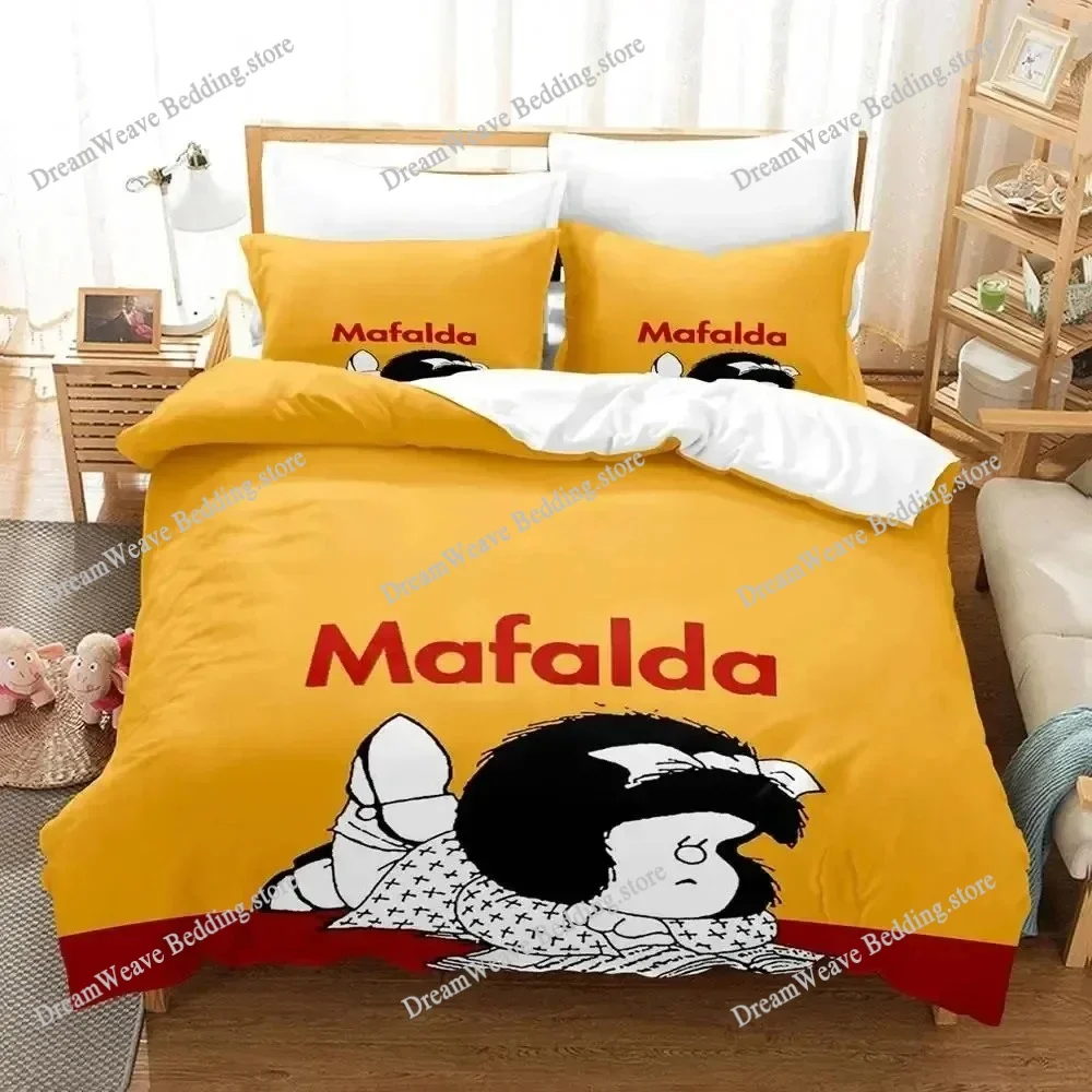 

3D Print Mafalda Bedding Set Duvet Cover Bed Set Quilt Cover Pillowcase Comforter King Queen Size Boys Adult Bedding Set