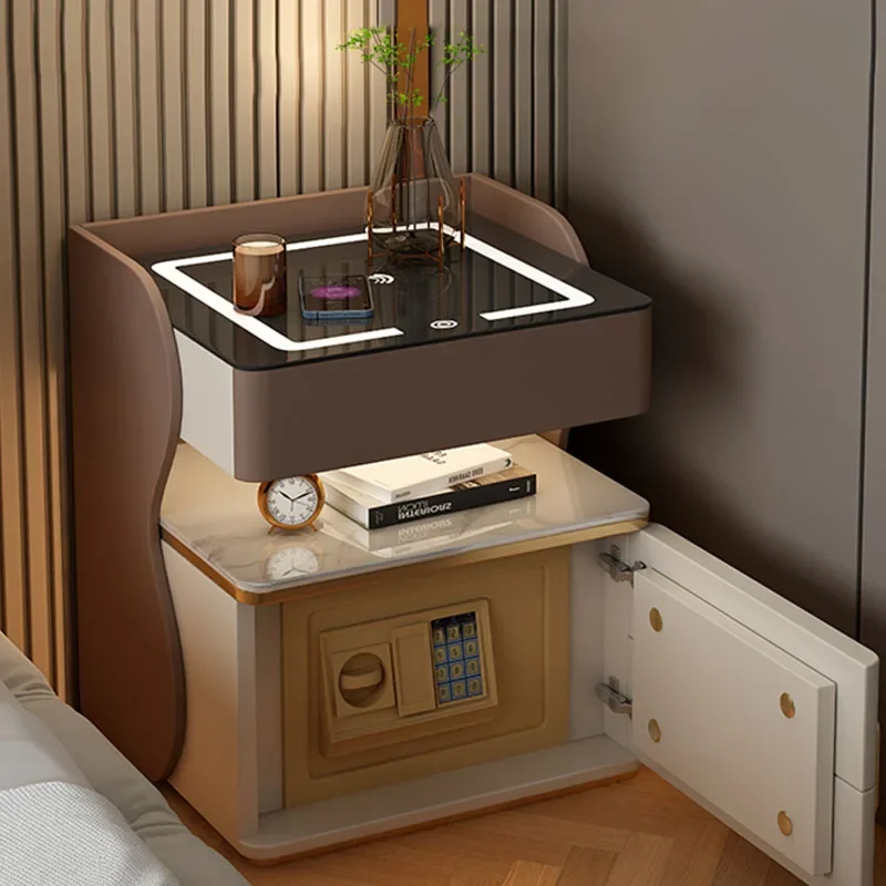 

Умная тумбочка со встроенным сейфом, замок с клавиатурой, беспроводное зарядное устройство, противоугонная прикроватная тумбочка, органайзер для домашней безопасности