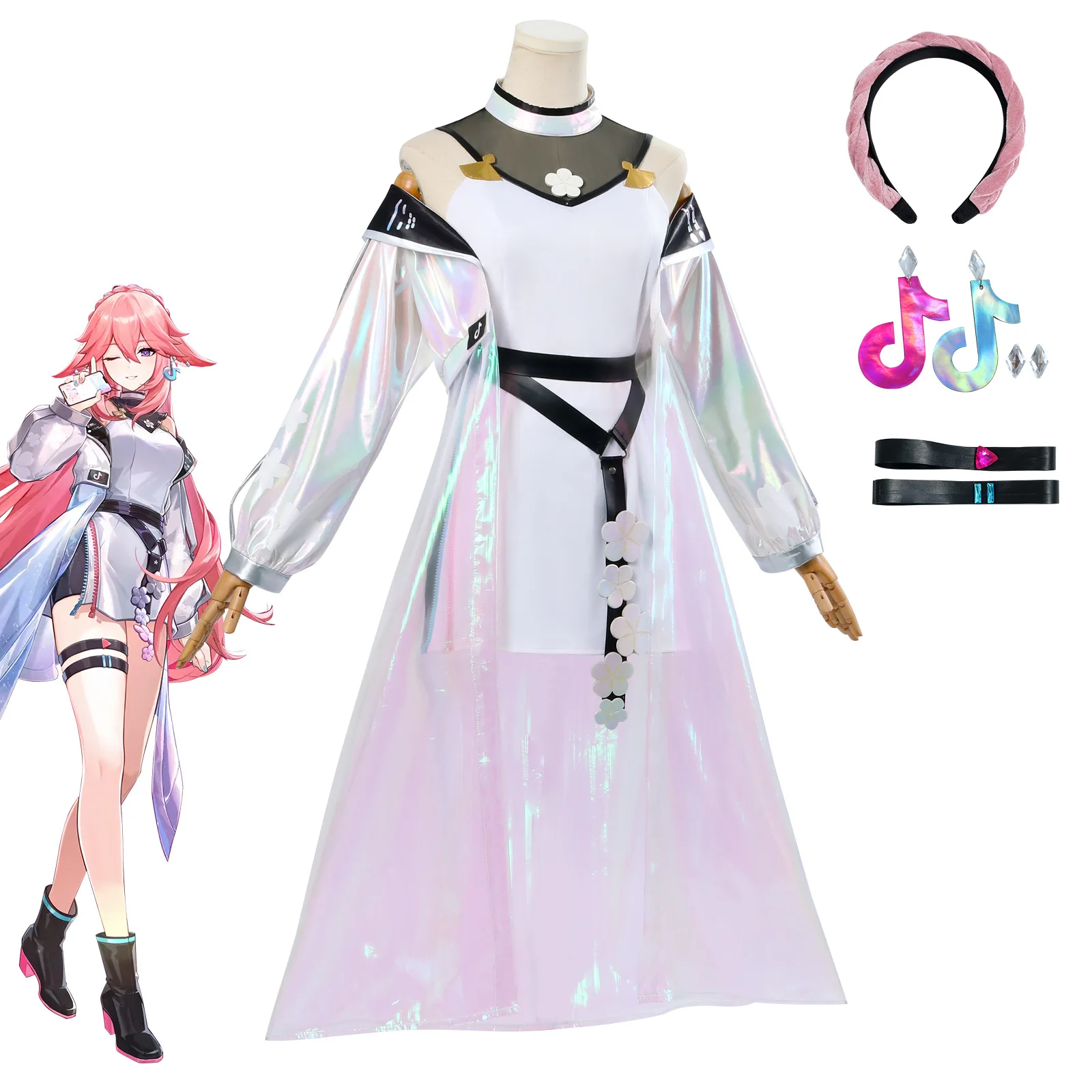 Yae Miko Cosplay Costume Game Genshin Impact Yae Dress Wig Uniform Accessories Set Anime Women Halloween Party Clothes Suits