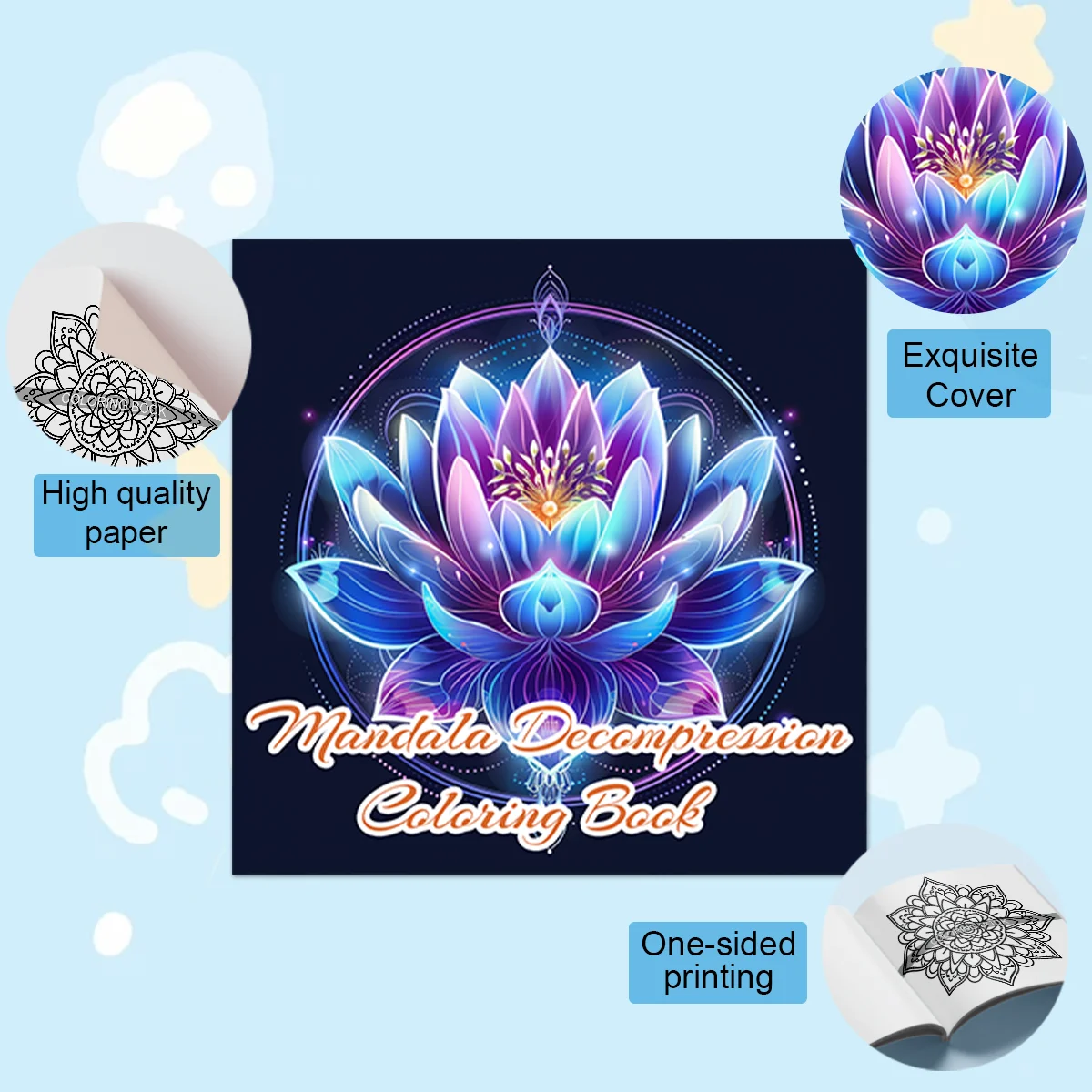 Adult Coloring Book: Upgraded Thick Paper Mandala Designs with Dreamy Floral Illustrations for Color Practice