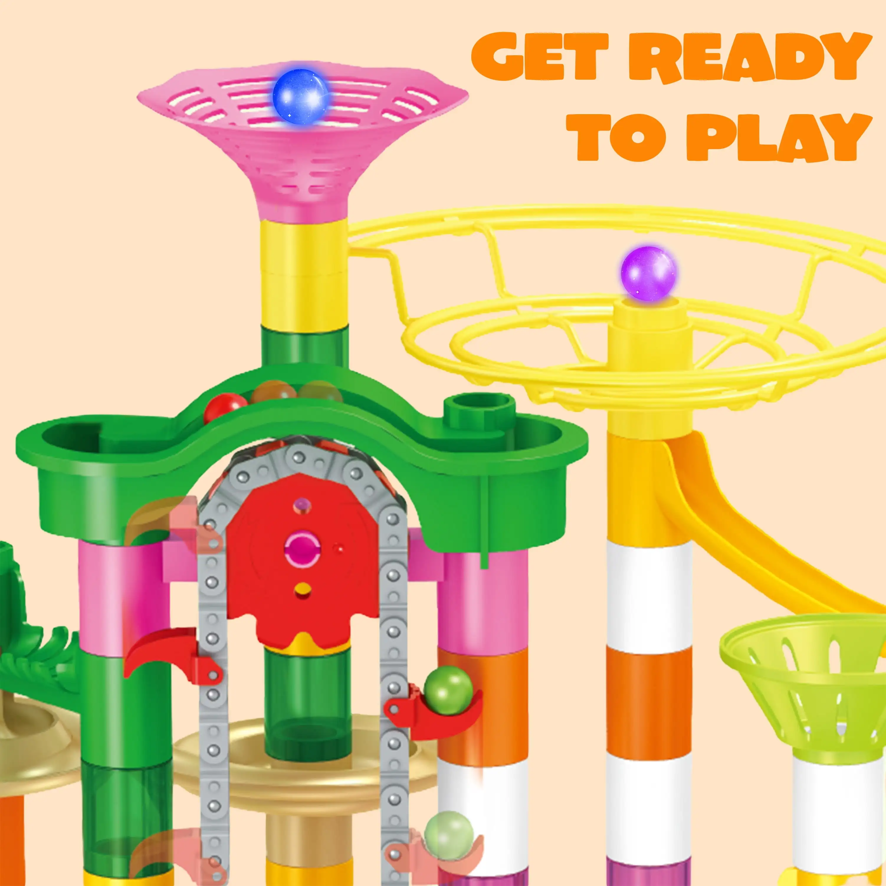 Joyfy 236 قطعة من الرخام المتوهج مع مكعبات بناء مصعد آلي مجموعة ألعاب تعليمية جذعية للأطفال من سن 4 إلى 8 سنوات