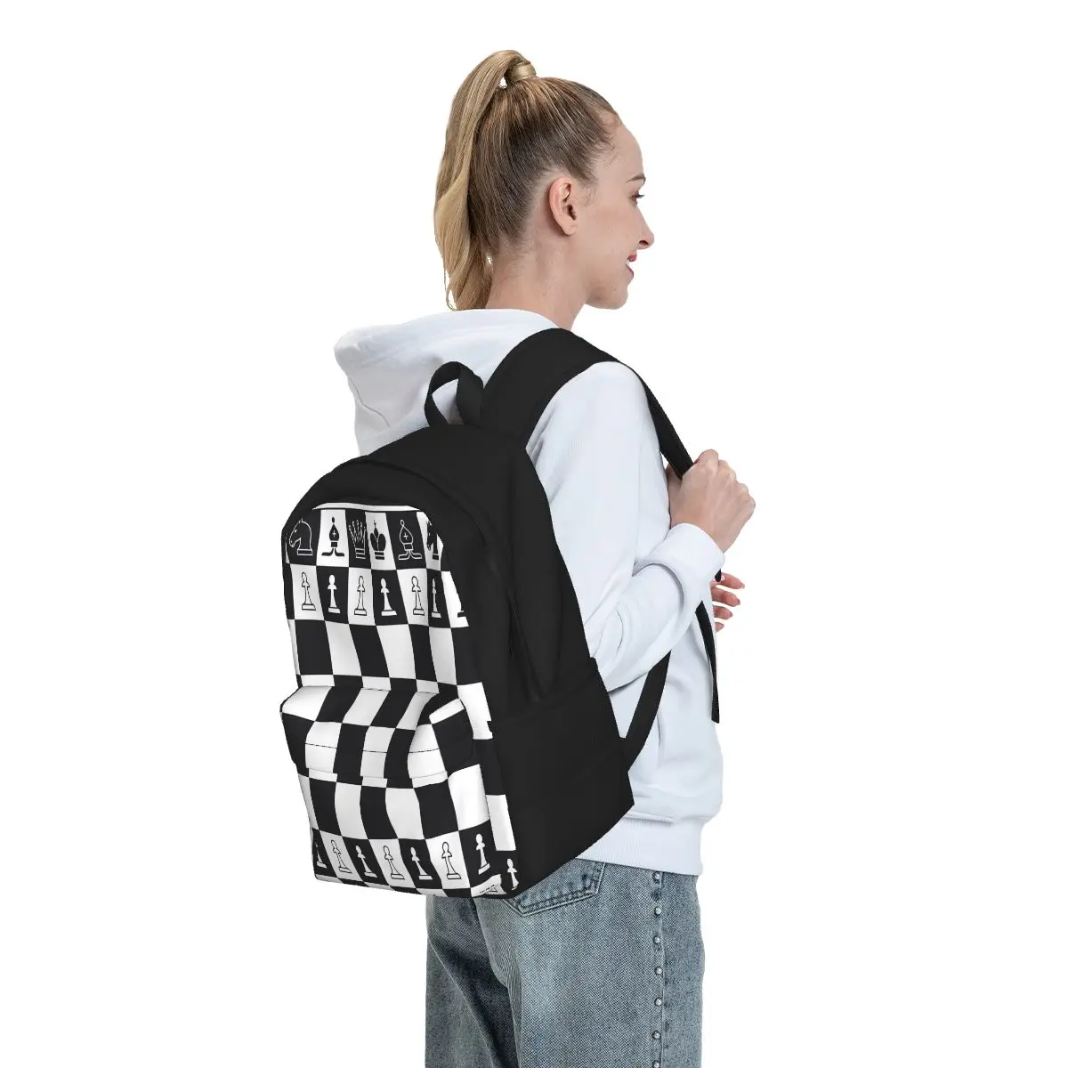 Chess Board 2023 Men\'s and Women\'s School Bag Backpack Leisure Travel Bag Korean Version Camping Fishing Backpack