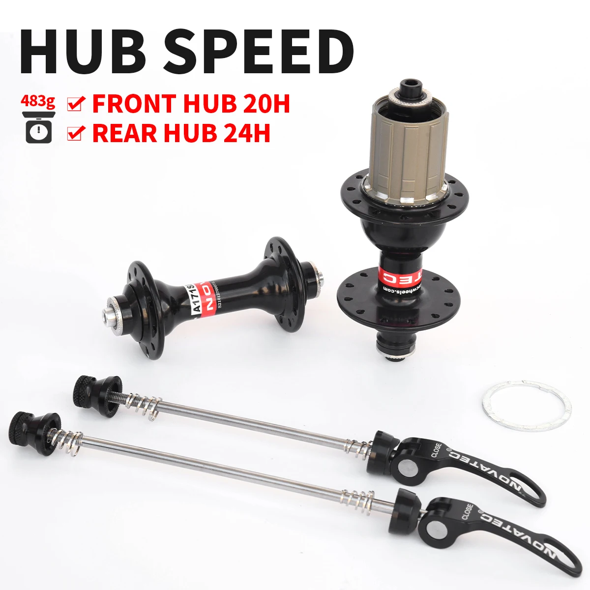 Novatec Road Bike Hub with Quick Release, 11V Speed Cube, Freehub Cassette, Rim Hub, 20/24 Holes