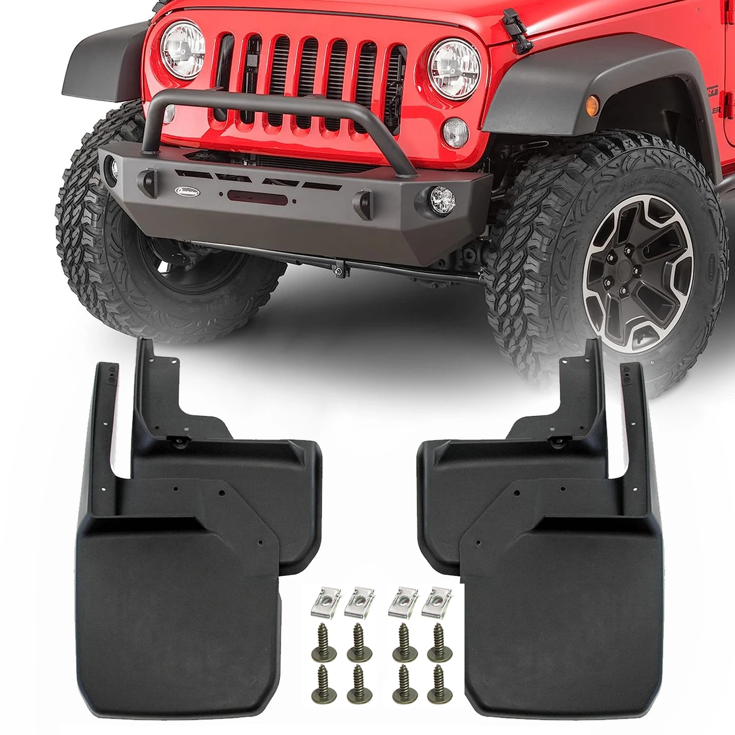 

4PCS Mud Flaps Splash Guards Mudguards Mudflaps with Hardware Accessories for Jeep Wrangler JK 2007-2018 Sport Utility