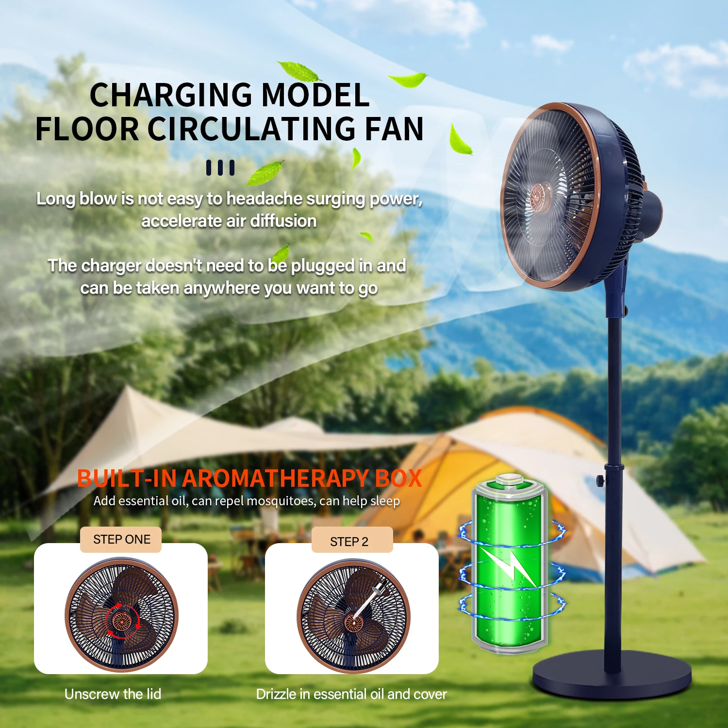 

Rechargeable Pedestal Whole Room Air Circulator Fan,3 Speed Control,Adjustable Standing Height,Ultra Quiet DC Motor,for Home